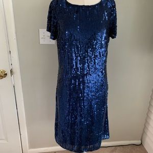 Vintage Art Deco Sequined Shift Dress, Sz 10